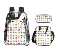 TTIGLHOH Introducción de varias verduras impresas juego de bolsas transparentes de 3 piezas para niños, bolsa transparente con bolsa de almuerzo aislada incluida