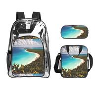 TTIGLHOH Island of Cuba - Juego de bolsas transparentes estampadas de 3 piezas para niños, bolsa transparente con bolsa de almuerzo aislada incluida