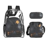 TTIGLHOH Juego de bolsas transparentes de 3 piezas con estampado gótico de Halloween para niños, bolsa transparente con bolsa de almuerzo aislada incluida