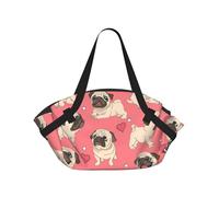 TTIGLHOH Manta de playa redonda con estampado de perro carlino que se pliega en una bolsa de mano, resistente al desgarro, alfombra de 94 cm, festival de camping