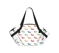 TTIGLHOH Manta de playa redonda con estampado de perros salchicha que se pliega en una bolsa de mano, resistente al desgarro, 94 cm, festival de camping