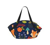 TTIGLHOH Manta de playa redonda con estampado de zorro y animales, se pliega en una bolsa de mano, resistente al desgarro, 94 cm, festival de camping