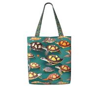 TTIGLHOH Many Animals Sea Turtles - Bolsa de la compra de lona reutilizable, bolsa mediana con cierre a presión, uso diario, trabajo, compras