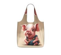 TTIGLHOH Naughty Pig Baby - Bolsa de la compra reutilizable con estampado de cerdito, plegable, ligera, 25 L para viajes de comestibles