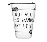 TTIGLHOH Not All Who Wander are Lost - Estuche para lápices de pie para niñas y niños, bolsa telescópica para niños, gran capacidad para la escuela, Black, Talla única, Organizador de bolsas