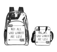 TTIGLHOH Not All Who Wander Are Lost - Juego de bolsas transparentes de 3 piezas para niños, bolsa transparente con bolsa de almuerzo aislada incluida