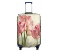 TTIGLHOH Protección contra arañazos con estampado de tulipanes rosados, no incluye la funda de maleta para evitar que el equipaje se mezcle, White, L