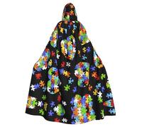 TTIGLHOH Rompecabezas de concienciación sobre el autismo, capa larga de corazón con capucha, bata gótica para adultos, para baile de máscaras, disfraz de larpa medieval