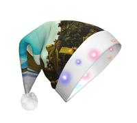 TTIGLHOH Sombrero de Papá Noel de la isla de Cuba para disfraz de Navidad, gorro con luz LED para adultos, sombrero de Papá Noel para fiesta