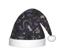 TTIGLHOH Sombrero de Papá Noel gótico espeluznante morado y negro para niños, Navidad, terciopelo, cómodo, piel gruesa
