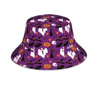 TTIGLHOH Sombrero de sol morado de doble cara con estampado de terror de Halloween, sombrero reflectante para exteriores, sombrero reversible para senderismo y playa