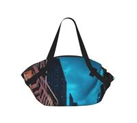 TTIGLHOH Streets of New York City - Manta de playa redonda impresa que se pliega en una bolsa de mano, resistente al desgarro, 94 cm, festival de camping