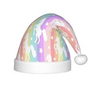 TTIGLHOH Unicornios en rayas coloridas sombrero de Papá Noel para niños, Navidad, Navidad, terciopelo, cómodo, piel gruesa, vacaciones