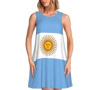 TTIGLHOH Vestido casual de la bandera argentina para mujer, sin mangas, largo hasta la rodilla, vestido de verano con bolsillos, Negro, S