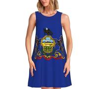TTIGLHOH Vestido casual de verano acampanado con la bandera del estado de Pensilvania para mujer, sin mangas, largo hasta la rodilla, con bolsillos, Negro, XL