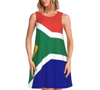 TTIGLHOH Vestido casual de verano con la bandera sudafricana para mujer, sin mangas, largo hasta la rodilla, con bolsillos, Negro, 3XL
