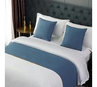 TTiiLoe Camino de cama para pie de cama, funda de ropa de cama decorativa, colcha de color sólido, bufanda, toalla de protección para habitación de hotel, azul, 50 x 240 cm para cama de 1,8 m