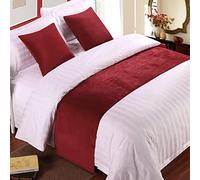 TTiiLoe Caminos de Cama Individuales de Terciopelo Suave, decoración de Ropa de Cama, Colcha de Lujo Rojo, Camino de Cama para pie de Cama, Bufanda, Toalla de Extremo de Cama, 180 x 50 cm