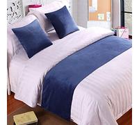 TTiiLoe Caminos de Cama Individuales de Terciopelo Suave para decoración de Cama, Colcha de Lujo Azul, Camino de Cama para pie de Cama, Bufanda, Toalla de Extremo de Cama para Hotel, 180 x 50 cm