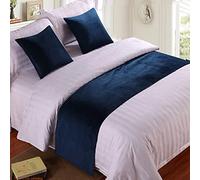 TTiiLoe Caminos de Cama tamaño King, decoración de Terciopelo Suave, Funda de Cama de Lujo, Color Azul, para el pie de la Cama, Bufanda, 240 x 50 cm