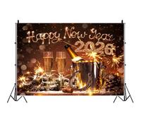 Ttincceer 1.5x1.2m Fondo de Feliz Año Nuevo 2026 Fondo de fotografía para Fiesta de Nochevieja con Purpurina Fuegos Artificiales champán Festival decoración navideña Pancarta