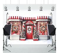 Ttincceer 1.5x1.2m Fondo fotográfico de Feliz Navidad Nieve Rojo Papá Noel Tienda Escaparate Fotografía Fondo Baby Shower Árbol de Navidad Año Nuevo Decoración Fiesta Familiar Banner