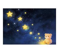 Ttincceer 1,5x1m Fondo Cielo Nocturno Estrellado Galaxy Twinkle Little Stars Cute Bears Niños Cumpleaños Fotografía Fondos Baby Shower Niños Fiesta de cumpleaños Decoración Banners