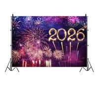 Ttincceer 1.8x1.2m 2026 Fondo de Año Nuevo para Fotografía Fuegos Artificiales Brillantes Fiesta de Nochevieja Fondo de Foto Banner de Decoración Navideña de Vacaciones de Invierno