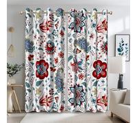Ttincceer 117x138cm Boho Floral Blackout Cortinas de Dormitorio, Estampado de Plantas de Flores Bohemias Cortinas de Ventana con Aislamiento Térmico Tratamientos de Ventana 2 Paneles