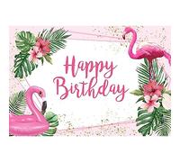 Ttincceer 150x120cm Flamingo telón de Fondo de cumpleaños Rosa Animal Hoja de Palma Flor fotografía Fondo Animal Tropical para bebé niña señora Fiesta de cumpleaños decoración Banner