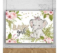 Ttincceer 180x120cm Dibujos Animados bebé Elefante telón de Fondo bebé niña Fiesta de cumpleaños fotografía Fondo Acuarela Planta Rosa Flor fotografía telón de Fondo Estudio de Fotos Cabina Prop