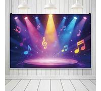 Ttincceer 2.2x1.5m Disco Escenario Fondo Colorido Arco Iris Luz de luz Nota Bar Festa Fotografía Fondos Club de música Glow 80s 70s Decoraciones de Fiesta de Baile Banner