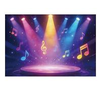 Ttincceer 2.5x1.8m Disco Escenario Fondo Colorido Arco Iris Luz de luz Nota Bar Festa Fotografía Fondos Club de música Glow 80s 70s Decoraciones de Fiesta de Baile Banner