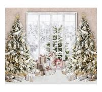 Ttincceer 2.5x1.8m Fondo de fotografía de Pueblo navideño de Dibujos Animados Fondo de Pino nevado de Invierno Suministros de Pancarta de Fiesta Animada de Cuento de Hadas de Navidad