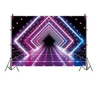 Ttincceer 2.5x1.8m Let 's Glow Fondo de Fiesta de Neón Futurista Cuadrado Luces de Neón Túnel Música Fiesta de Cumpleaños Fotografía Fondo Los 80 90 's Disco Fiesta Banner