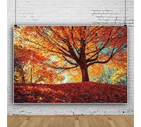 Ttincceer 220x150cm Gigante árbol de Arce telón de Fondo otoño Tema Bosque Rojo Amarillo Hojas caídas fotografía Fondo otoño Jungla Paisaje Natural Fondo