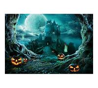 Ttincceer 220x150cm Halloween Fiesta fotografía Fondo Castillo Luna Llena Enorme árbol Muerto telón de Fondo Terror Castillo árbol Calabaza fotografía telón de Fondo
