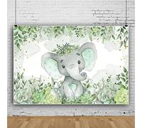 Ttincceer 220x150cm Lindo bebé Elefante telón de Fondo Verde Planta Flor Punto Dorado fotografía Fondo eucalipto Hoja Rosa Verde pálido fotografía telón de Fondo bebé Ducha decoración