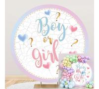 Ttincceer 2M Telón De Fondo Bebé Revelación De Género Niño o Niña Recién Nacido Fiesta De Cumpleaños Fondo Redondo Cubierta Rosa Azul Mármol Mármol Bebé Sorpresa Fiesta Banner Foto Stand Prop