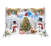 Ttincceer 6x3m Fondo de Navidad de Invierno Bosque Invernal Árbol de Navidad Cubierto de Nieve intensa Festival Fotografía Fondo País de Las Maravillas Muñeco de Nieve Decoración Banner