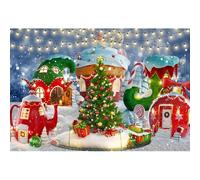 Ttincceer Candy House Telón de Fondo para fotografía Tema navideño Ciudad Árbol de Navidad Fondo fotográfico con Purpurina Festival de Invierno Fiesta de Fin de año Telones de Fondo 3x2m