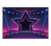 Ttincceer Concierto Escenario telón de Fondo 250x180cm Estrellas Flash neón púrpura Escenario Fondo música Fiesta espectáculo decoración en Vivo Banner niños Adultos Retrato Accesorios de Tiro