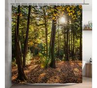 Ttincceer Cortina de baño del Bosque 180x180cm Cortina de baño del Sol de la Selva al Amanecer Paisaje Natural 3D Cortina de baño con Gancho Cortina de bañera Impermeable de poliéster
