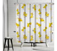 Ttincceer Cortina de Ducha de Pato Amarillo Con Gancho - Dibujos Animados Lindo Animal Mascota de Baño Divertido Con Flor Amarilla - Impermeable Para Bañera 180x200cm
