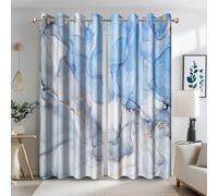 Ttincceer Cortina opaca de mármol azul para dormitorio, textura de mármol degradado, para oscurecer la habitación, arte moderno, aislamiento térmico, 2 paneles
