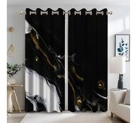 Ttincceer Cortinas Opacas mármol Negro mármol Abstracto Blanco de Lujo Cortinas de oscurecimiento, Arte Moderno, Cortinas Elegantes, Bloqueo de luz, reducción de Ruido 117x183cm