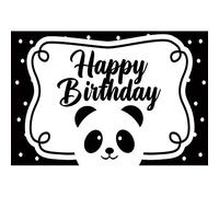 Ttincceer Feliz Cumpleaños Fondo Dibujos Animados Lindos Panda Fotográfico 2.2x1.5m Animales Blancos y Negros Fiesta Decorado Accesorios
