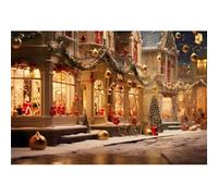 Ttincceer Feliz Navidad Telón de Fondo 3x2m Nochebuena Noche Ciudad Calle Nevada Cumpleaños Foto Fondo Casa de Lujo Bola de Navidad Dorada Árbol de Navidad Decoración de Fiesta de año Nuevo