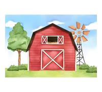 Ttincceer Fondo de Animales Granja Granero Rojo Acuarela 2.2x1.5m árbol Prado fotografía Fondos campestre Pastoral Granja niño niña decoración de cumpleaños Pancarta