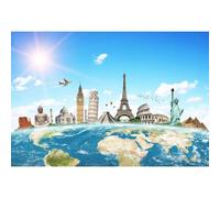 Ttincceer Fondo de fotografía de Viaje Mundial 2.2x1.5m Atracciones Famosas de Todo el Mundo Bodas Lunas de Miel Viajes Pancarta de Fotos utilería de Estudio